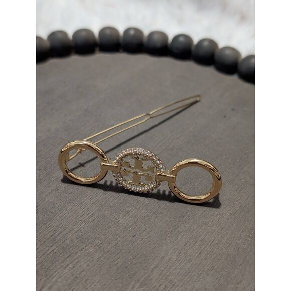 TORY BURCH Miller Pave Gold Circular Hair Barrette main image 4